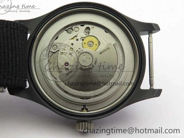 MIROTIME 1222 Pilot IW326901 Real Ceramic MK 1:1 Best Edition Black Dial On Nylon Strap MIYOTA FastDry 7126